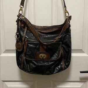 Fossil |Heritage |"Long Live Vintage"|Two-Tone | Leather |Crossbody/Shoulder Bag